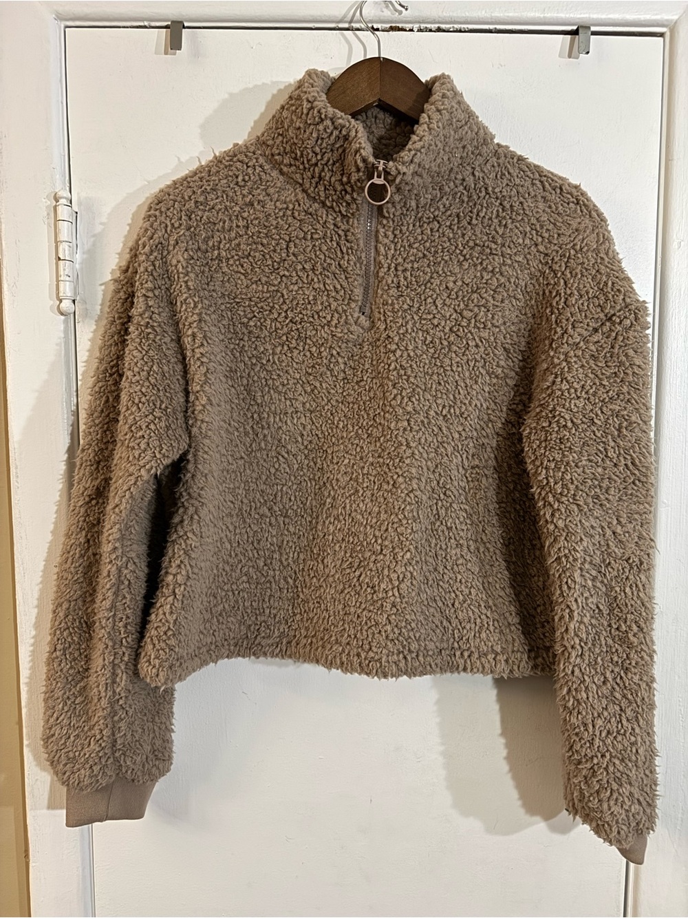 Love Tree Taupe Sherpa Half-Zip Pullover